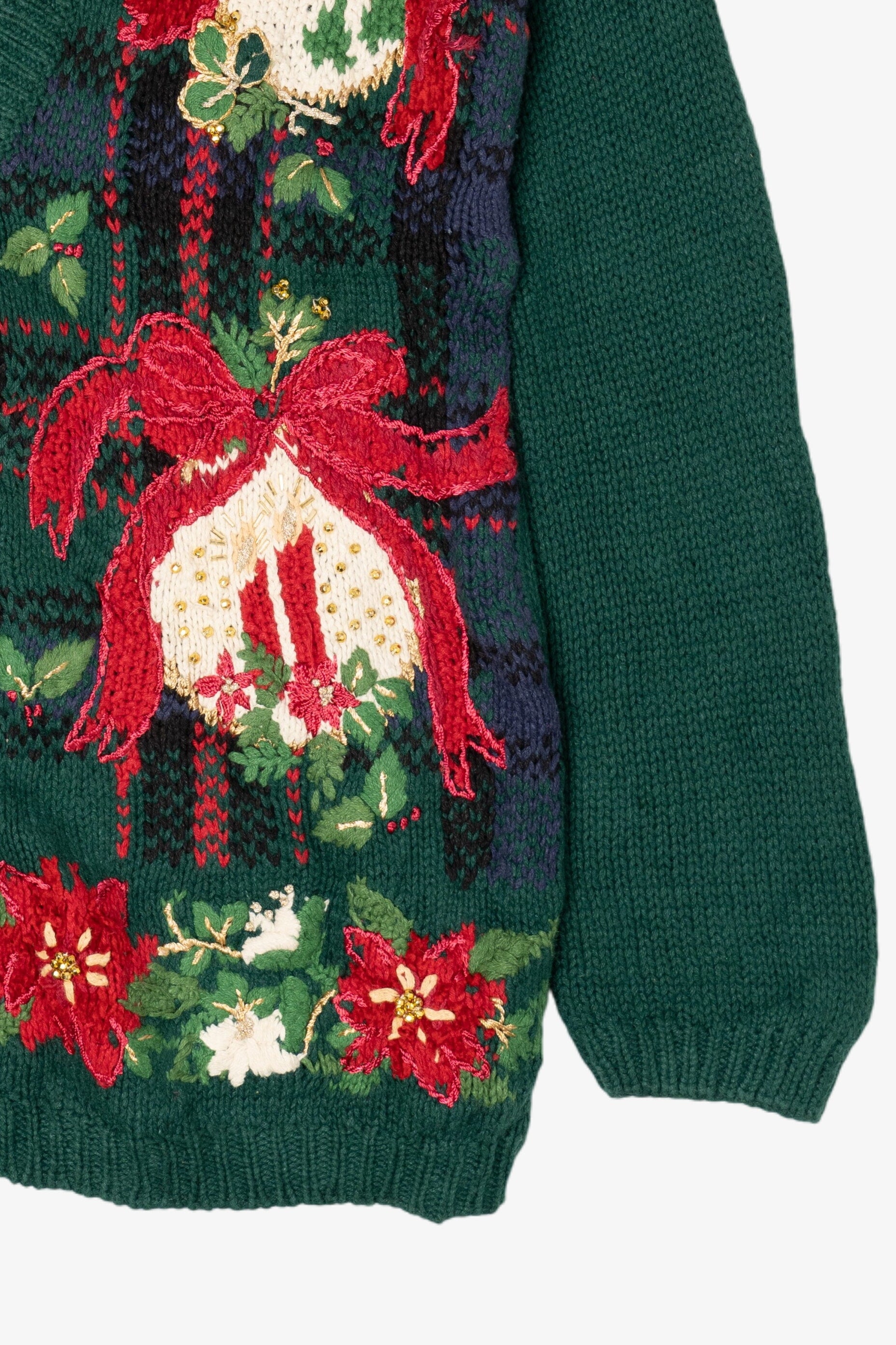 Vintage Green Tiara Ugly Christmas Cardigan (1990s)