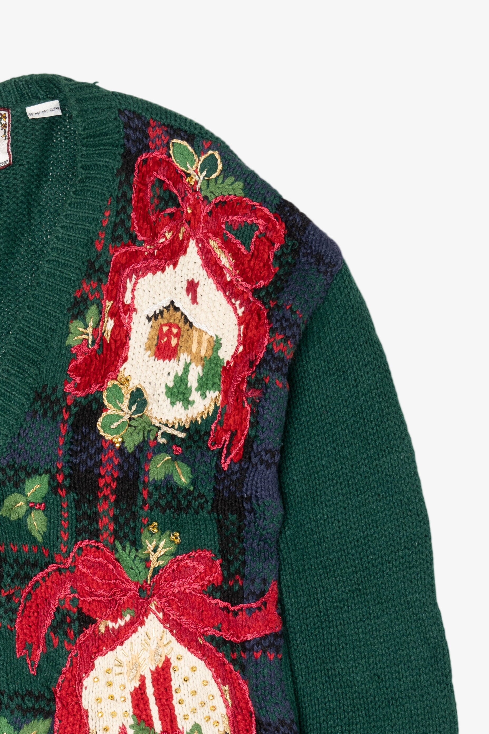 Vintage Green Tiara Ugly Christmas Cardigan (1990s)