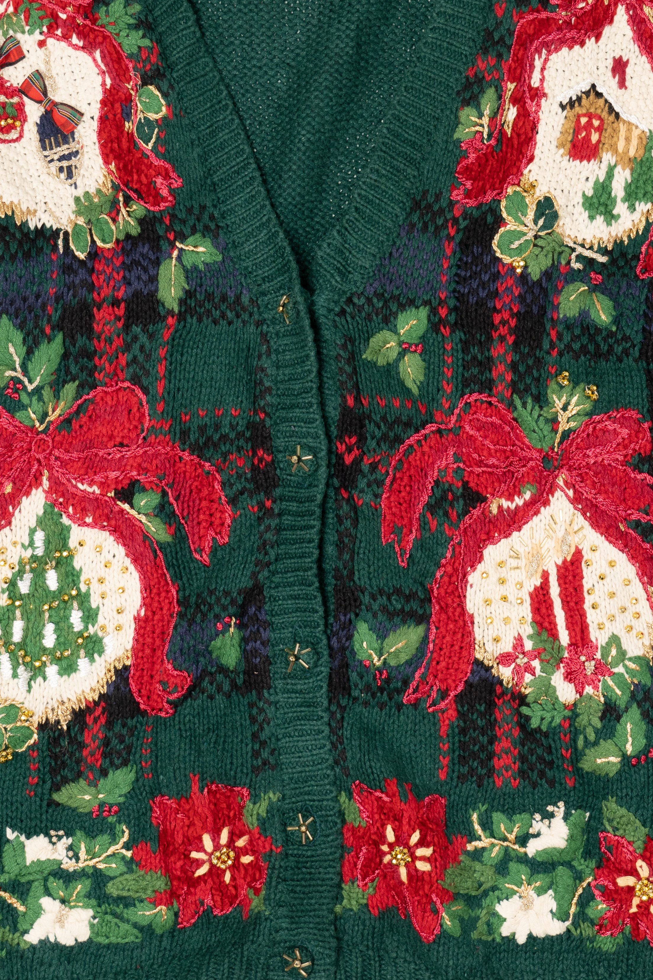 Vintage Green Tiara Ugly Christmas Cardigan (1990s)
