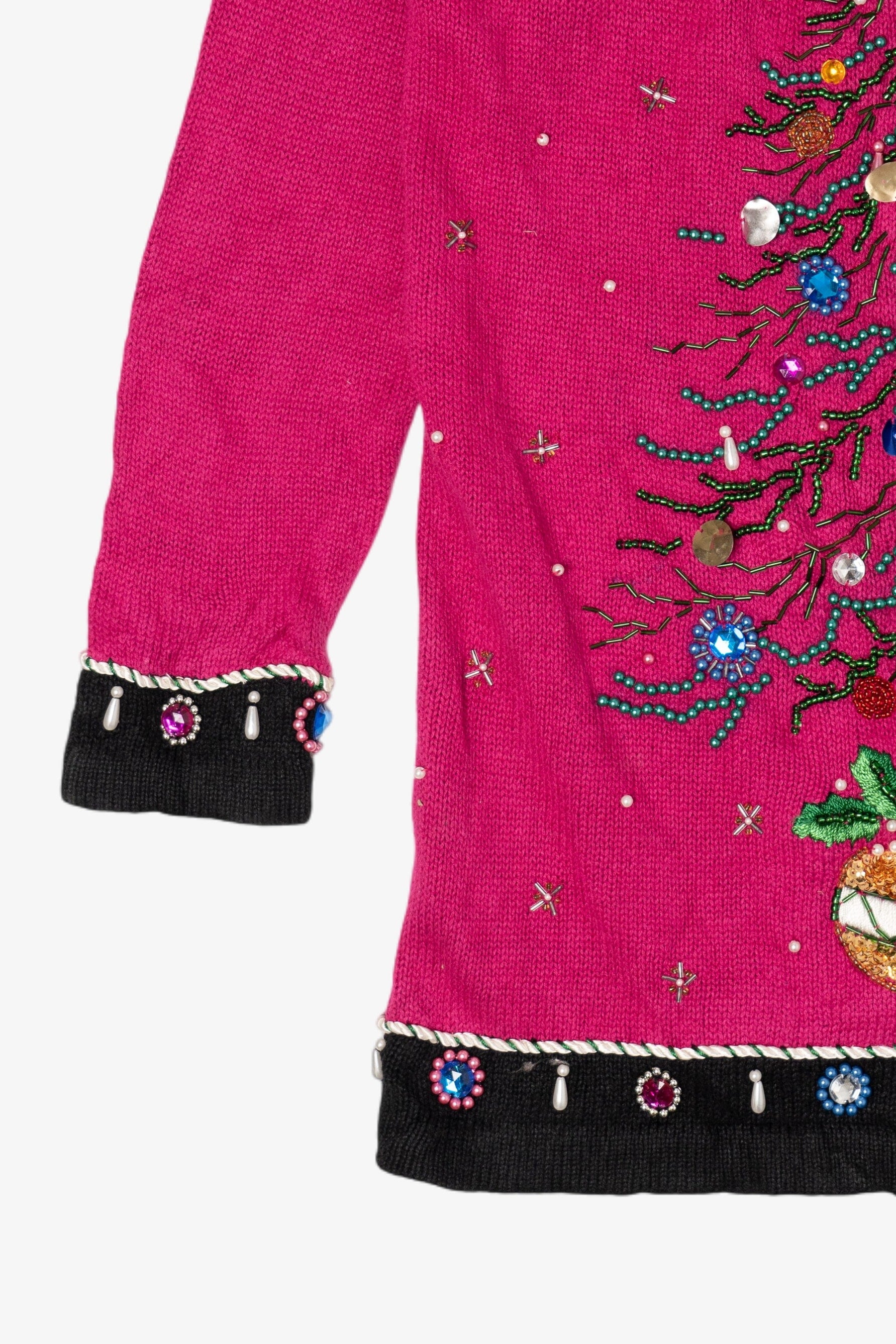Vintage Pink B.P Design Tree Ugly Christmas Pullover (2000s)