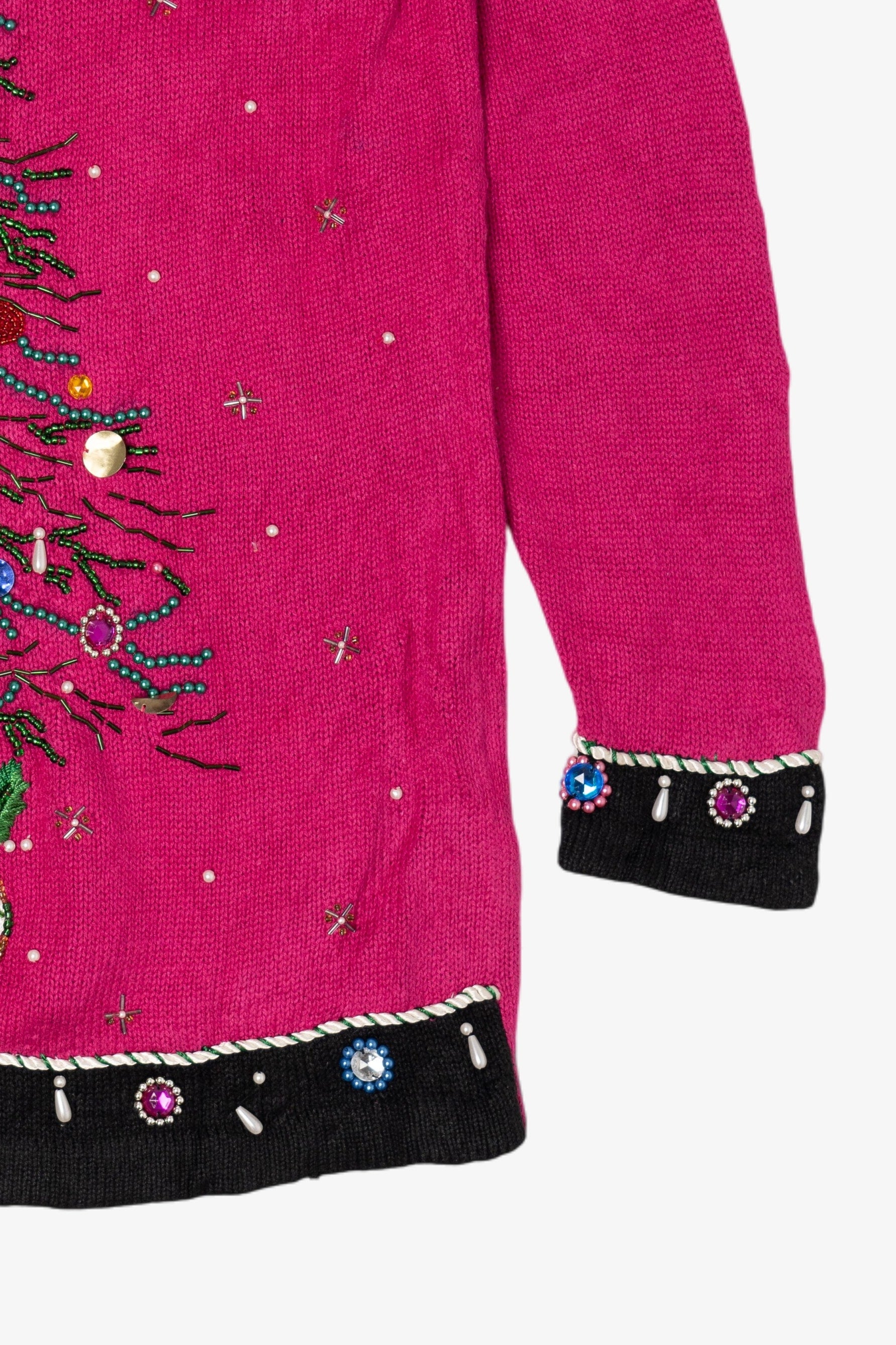 Vintage Pink B.P Design Tree Ugly Christmas Pullover (2000s)