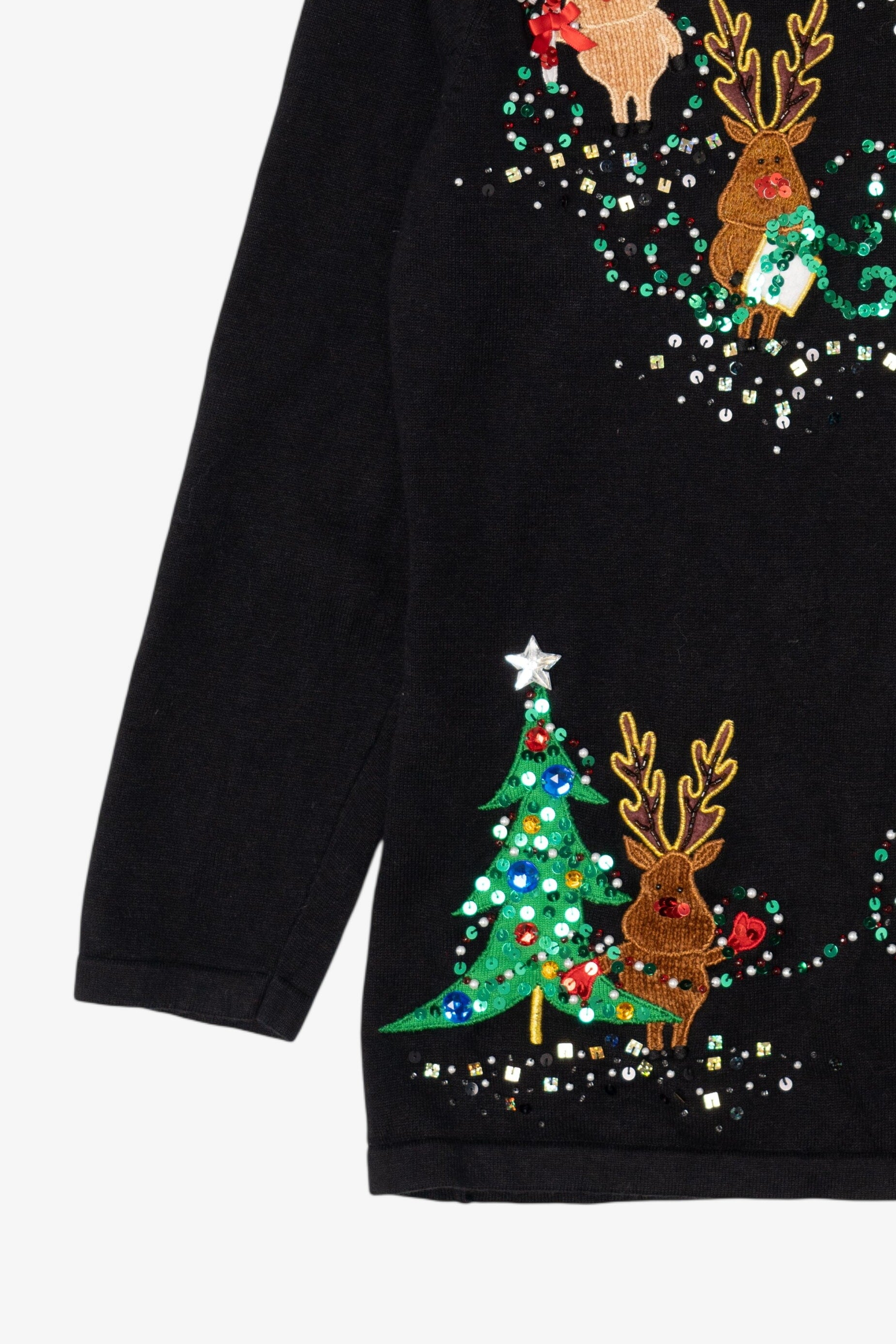 Vintage Black Berek Reindeer Christmas Pullover (1990s)