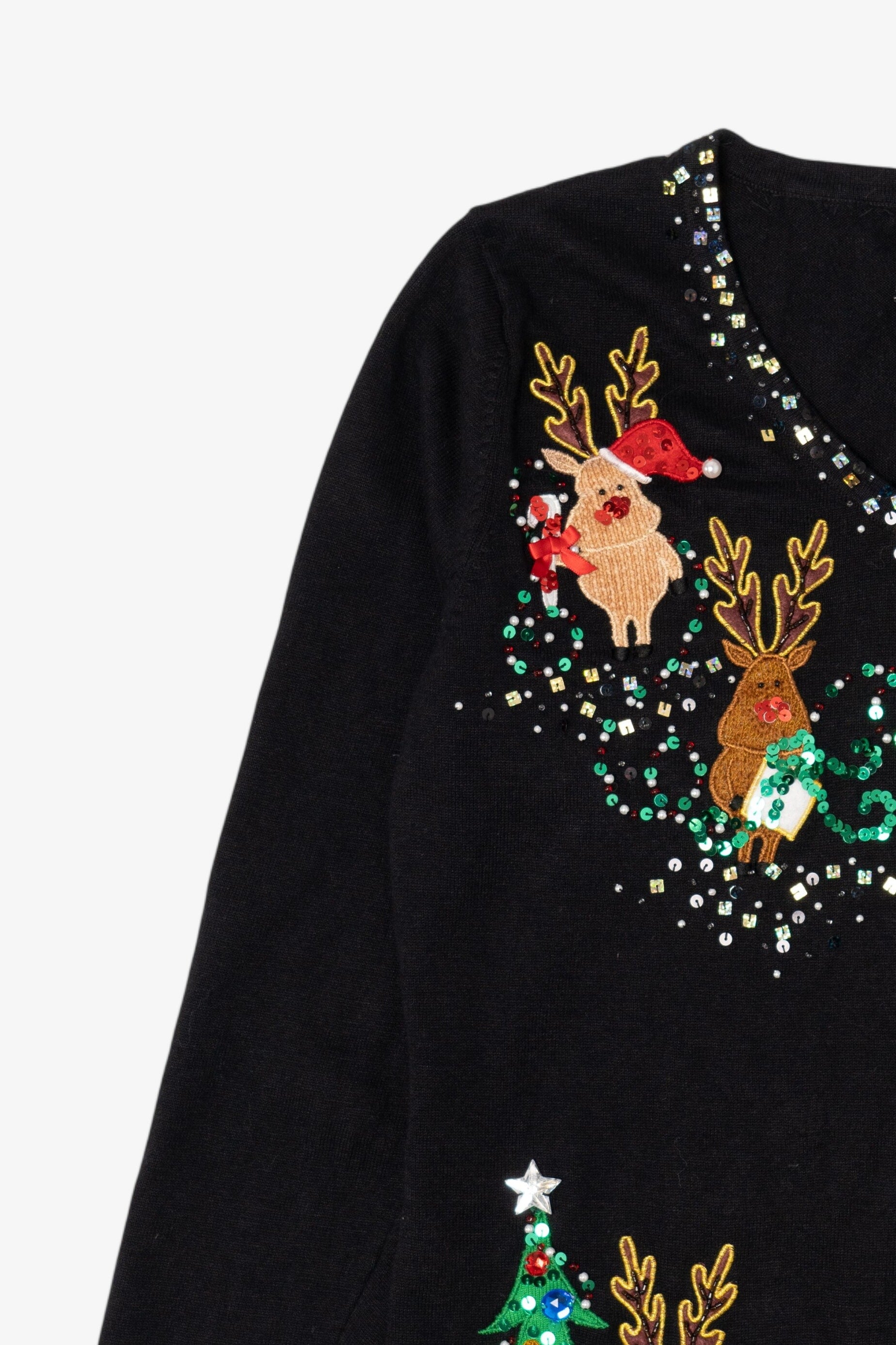 Vintage Black Berek Reindeer Christmas Pullover (1990s)