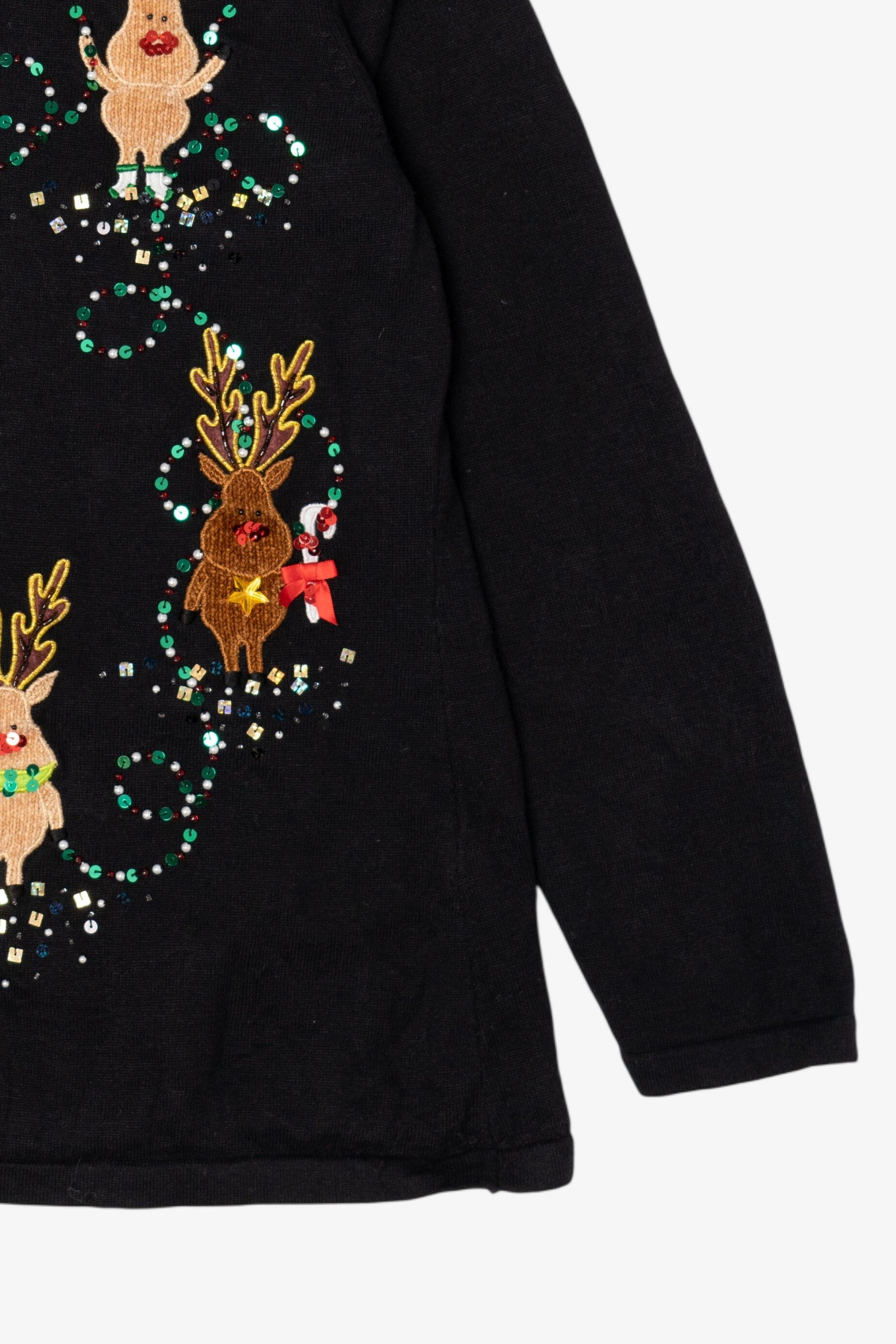 Vintage Black Berek Reindeer Christmas Pullover (1990s)
