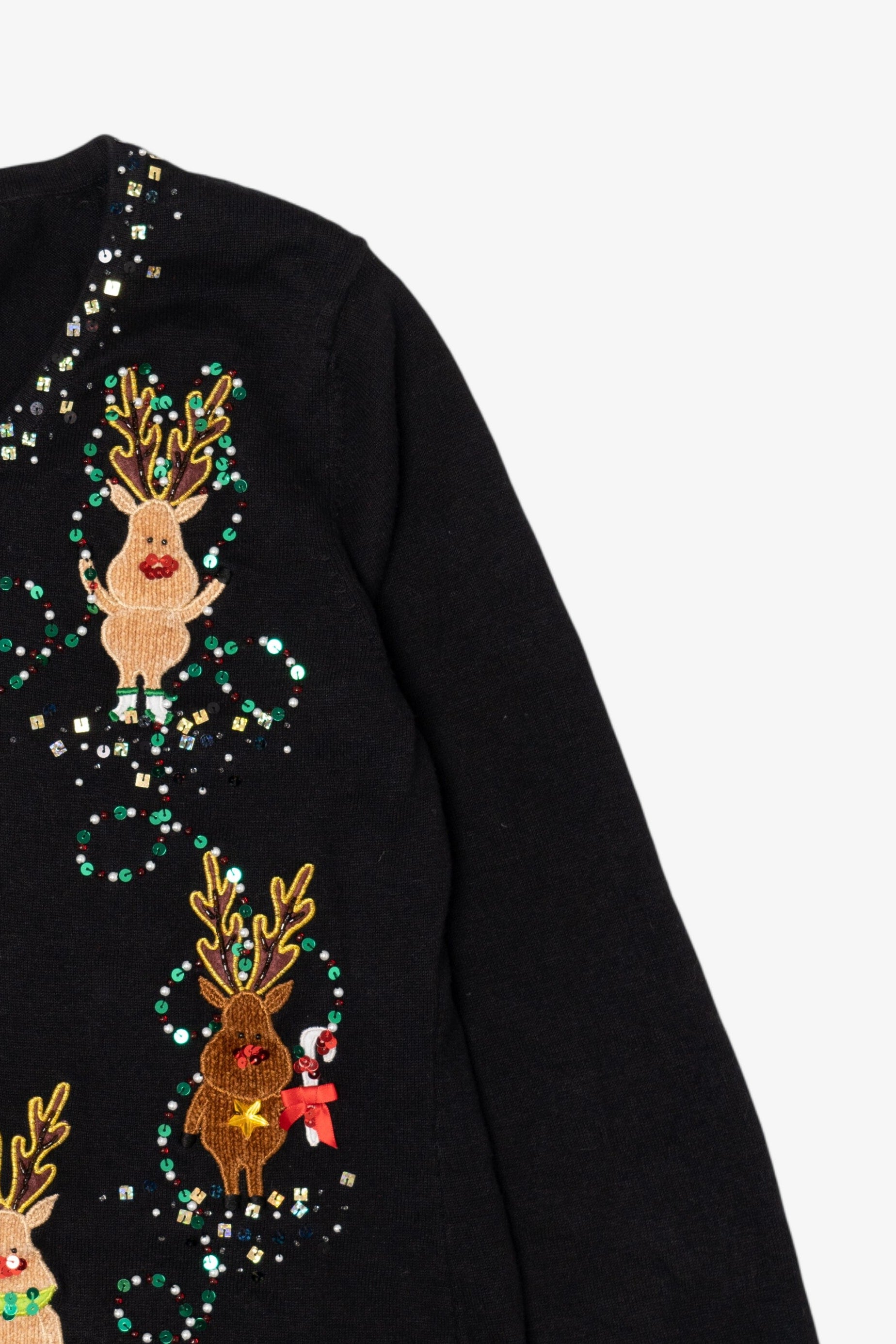 Vintage Black Berek Reindeer Christmas Pullover (1990s)