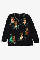 Vintage Black Berek Reindeer Christmas Pullover (1990s)