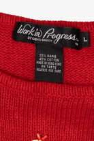 Vintage Red Work in Progress Santa Christmas Pullover (1990s)