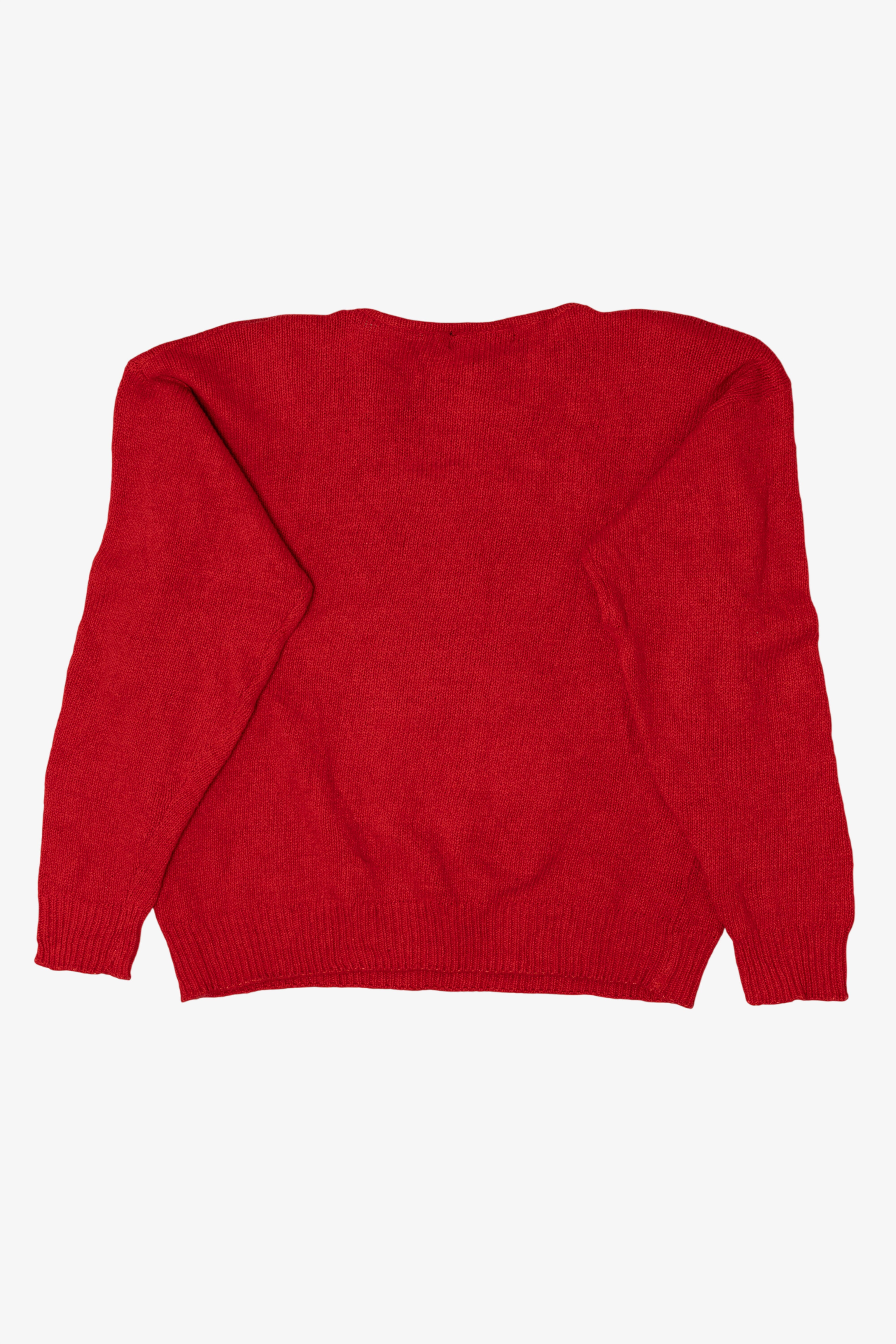Vintage Red Work in Progress Santa Christmas Pullover (1990s)