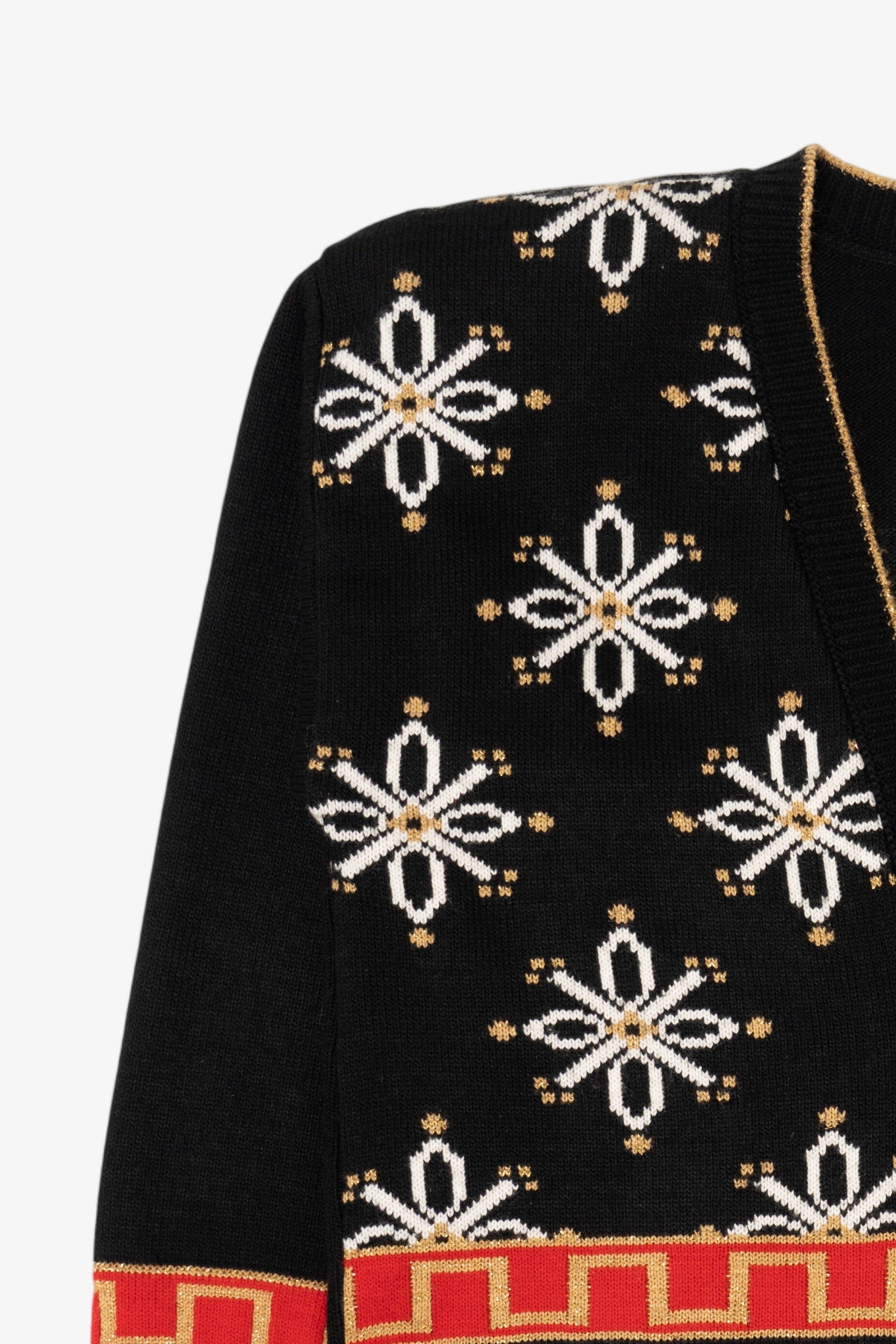 Vintage Black Modiano Reindeer Ugly Christmas Cardigan (1980s)
