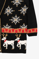 Vintage Black Modiano Reindeer Ugly Christmas Cardigan (1980s)