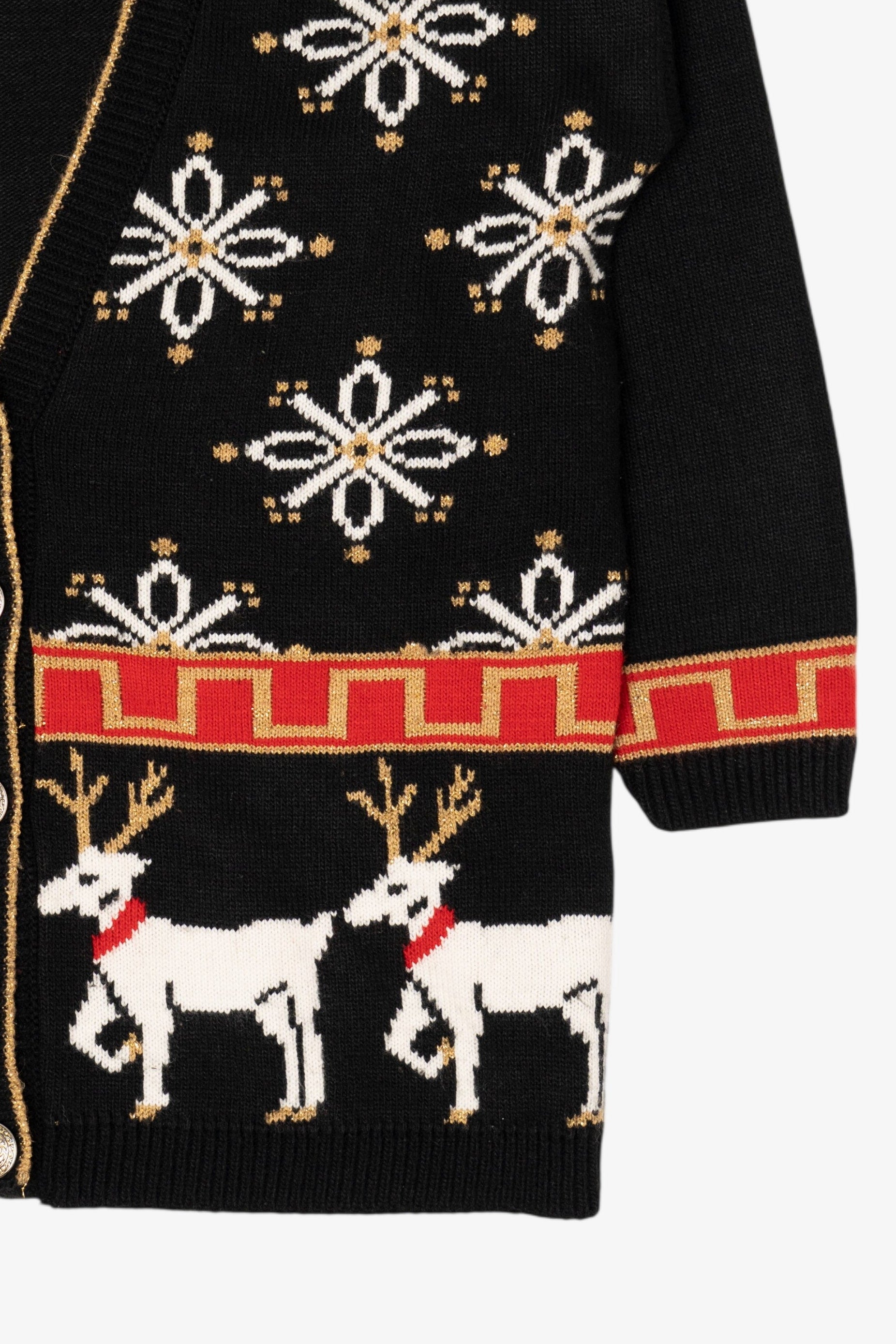 Vintage Black Modiano Reindeer Ugly Christmas Cardigan (1980s)