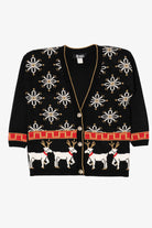 Vintage Black Modiano Reindeer Ugly Christmas Cardigan (1980s)