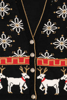 Vintage Black Modiano Reindeer Ugly Christmas Cardigan (1980s)