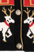 Vintage Black Modiano Reindeer Ugly Christmas Cardigan (1980s)