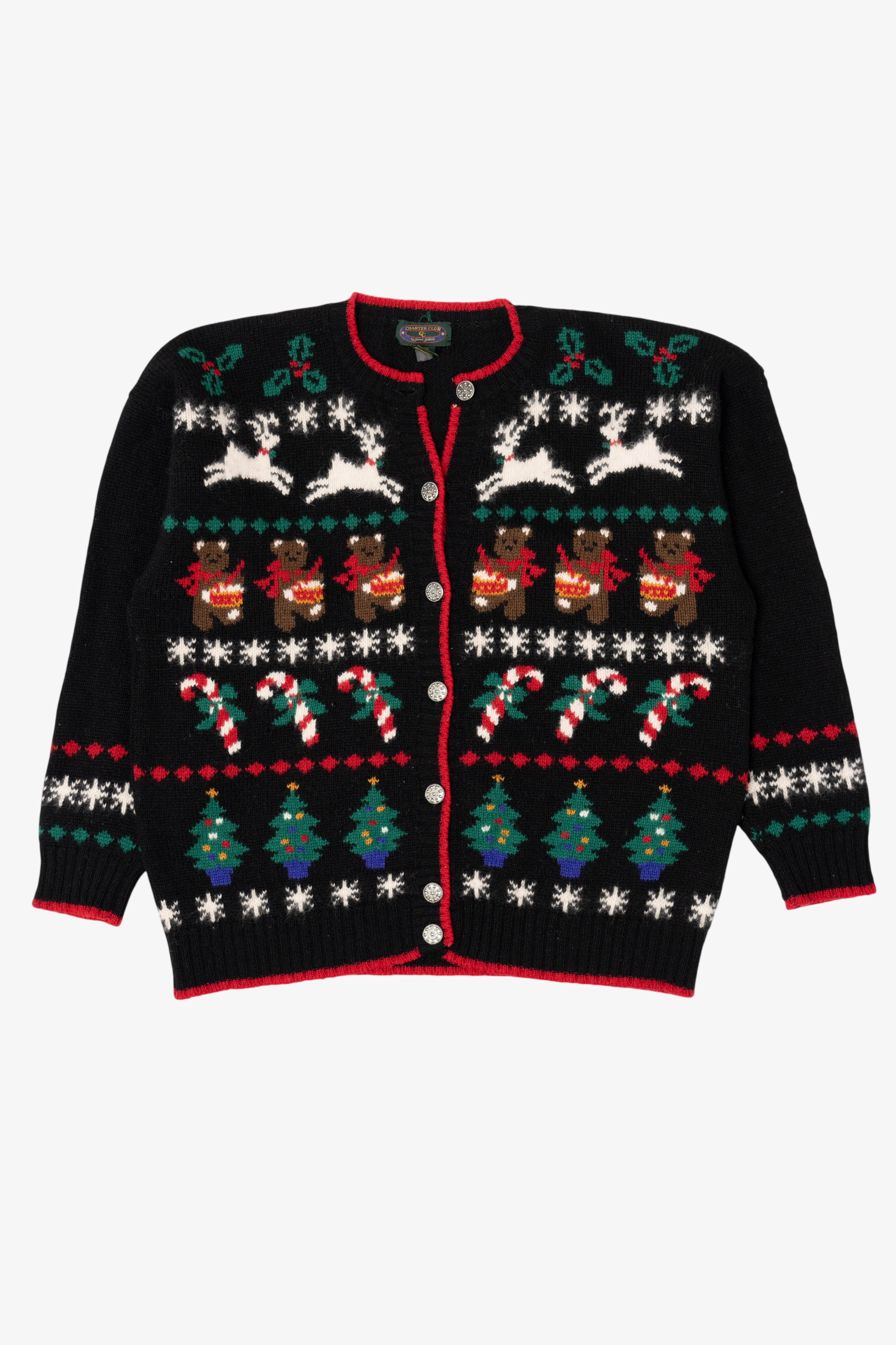 Vintage Black Charter Club Ugly Christmas Cardigan