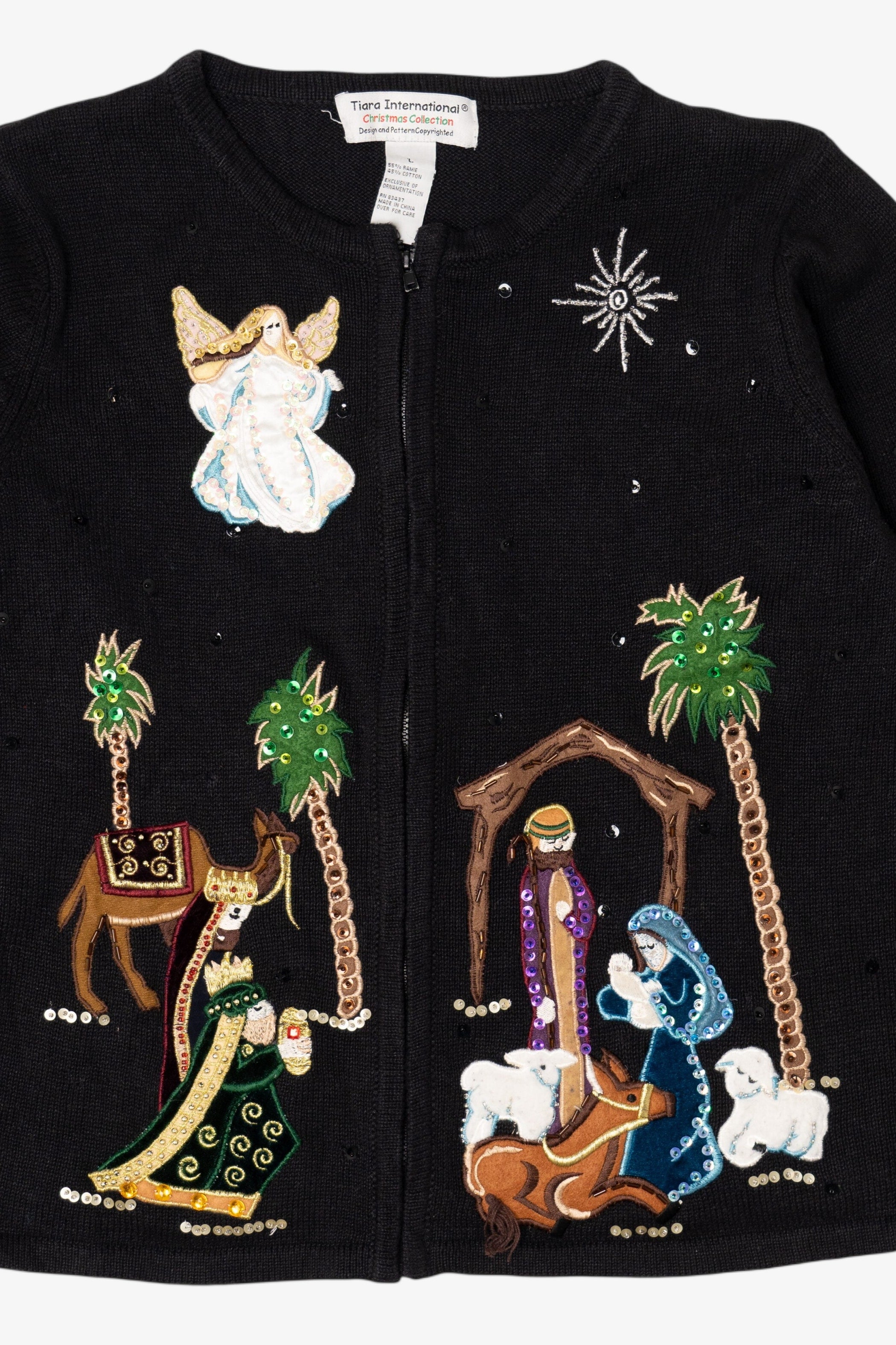 Vintage Black Nativity Scene Ugly Christmas Cardigan (2000s)
