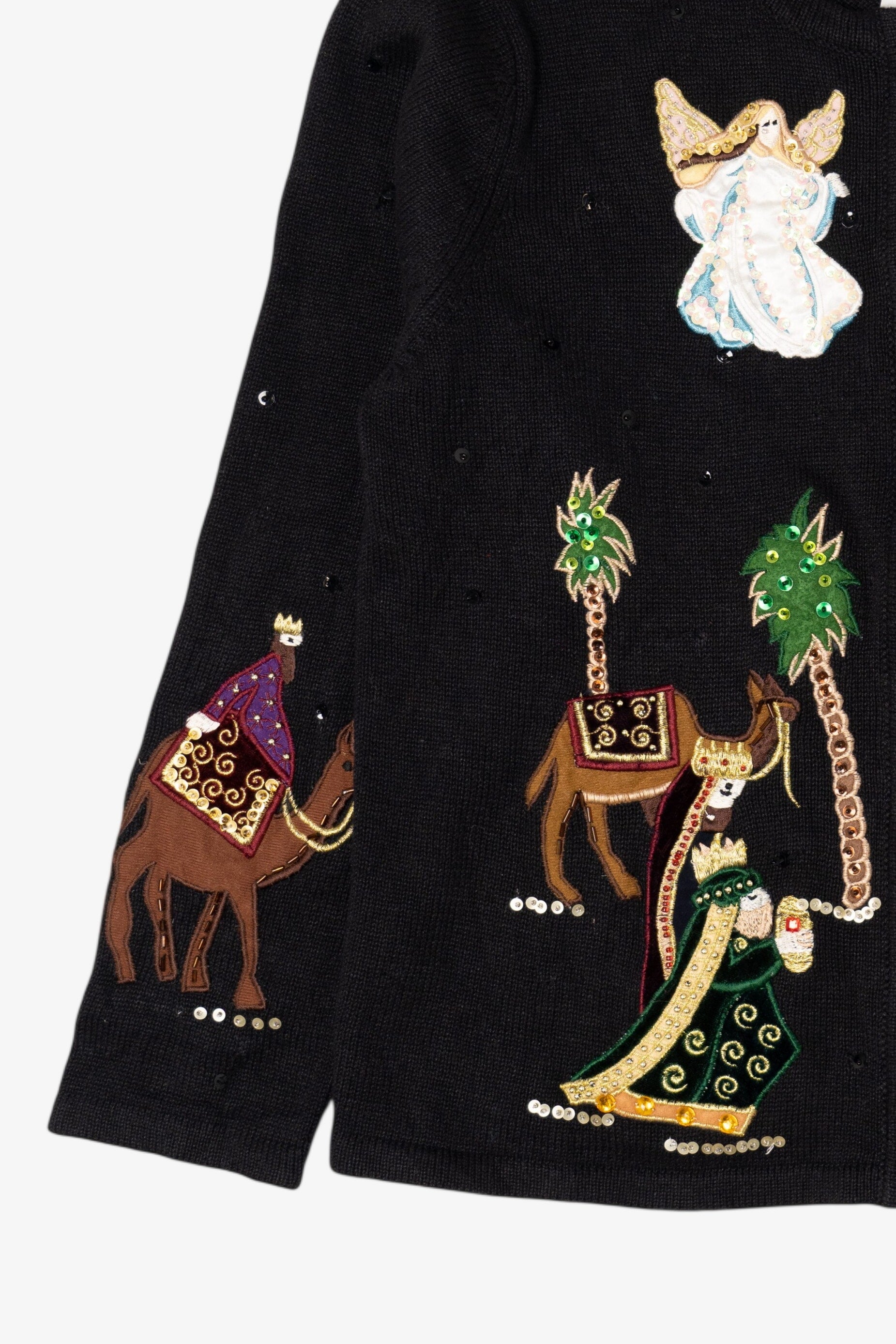 Vintage Black Nativity Scene Ugly Christmas Cardigan (2000s)