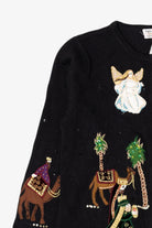 Vintage Black Nativity Scene Ugly Christmas Cardigan (2000s)
