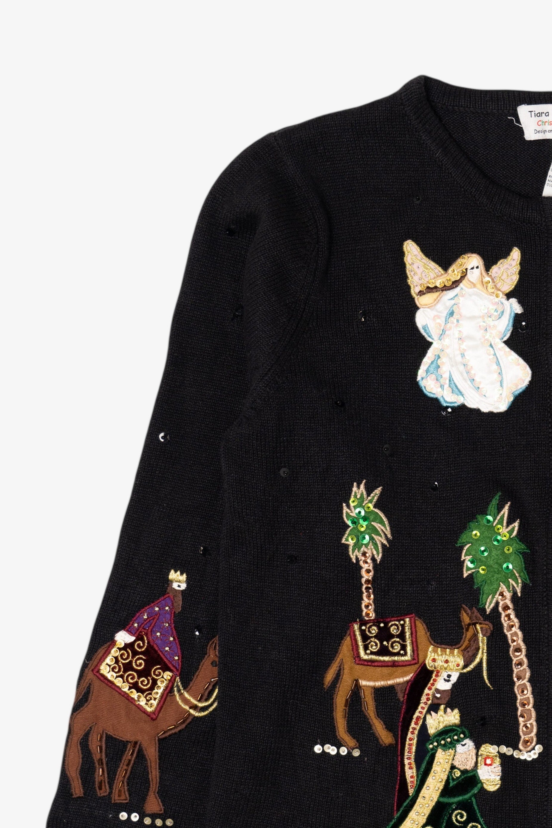 Vintage Black Nativity Scene Ugly Christmas Cardigan (2000s)