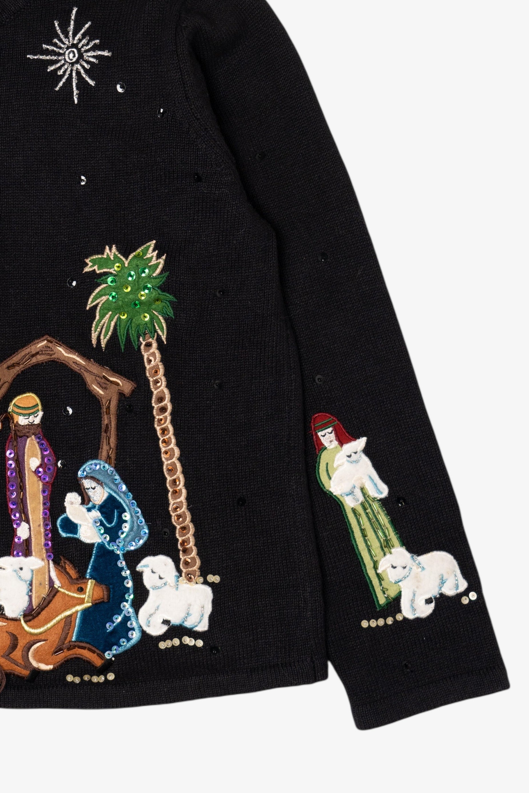 Vintage Black Nativity Scene Ugly Christmas Cardigan (2000s)