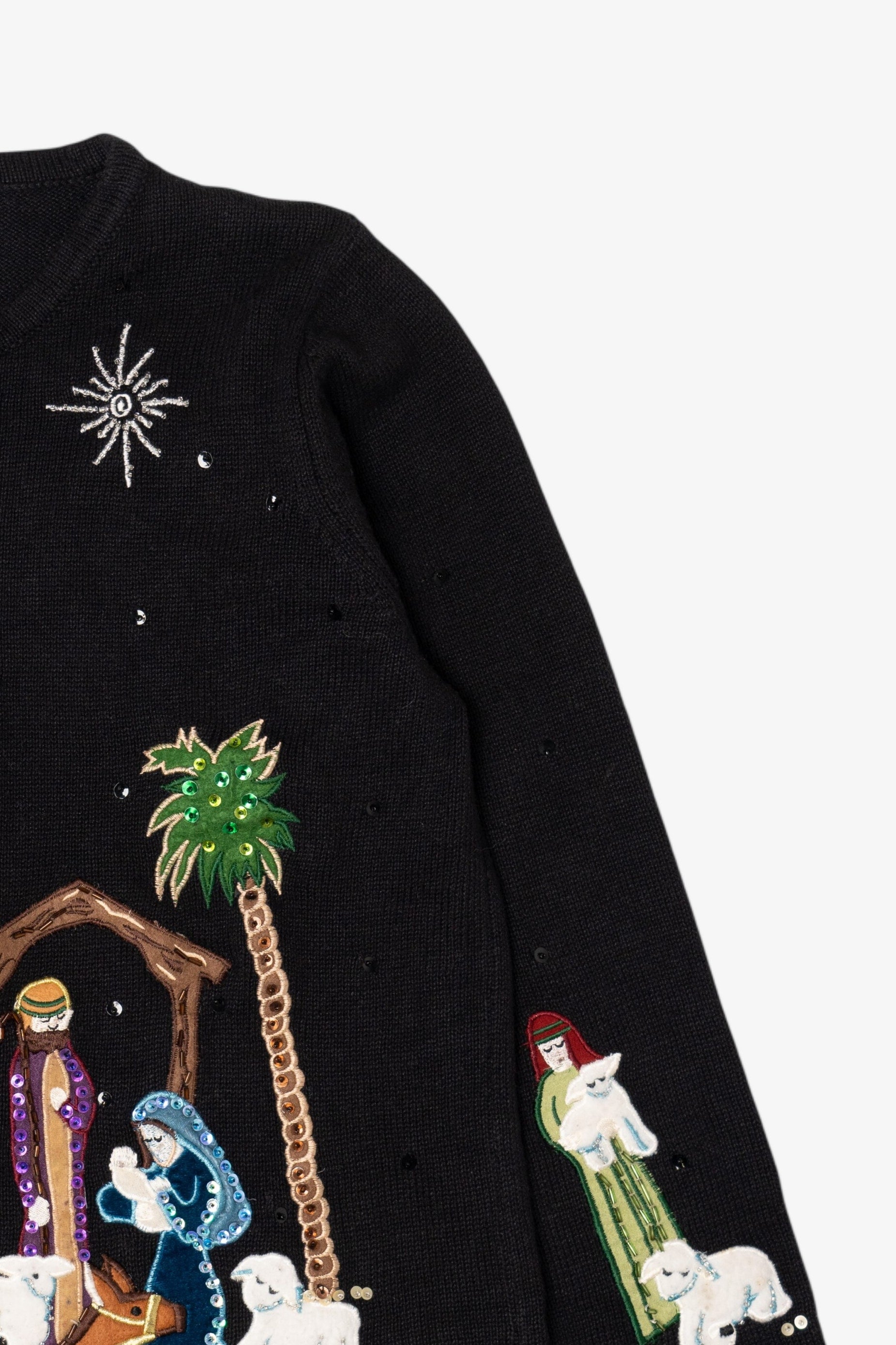 Vintage Black Nativity Scene Ugly Christmas Cardigan (2000s)