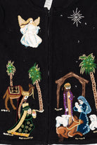 Vintage Black Nativity Scene Ugly Christmas Cardigan (2000s)