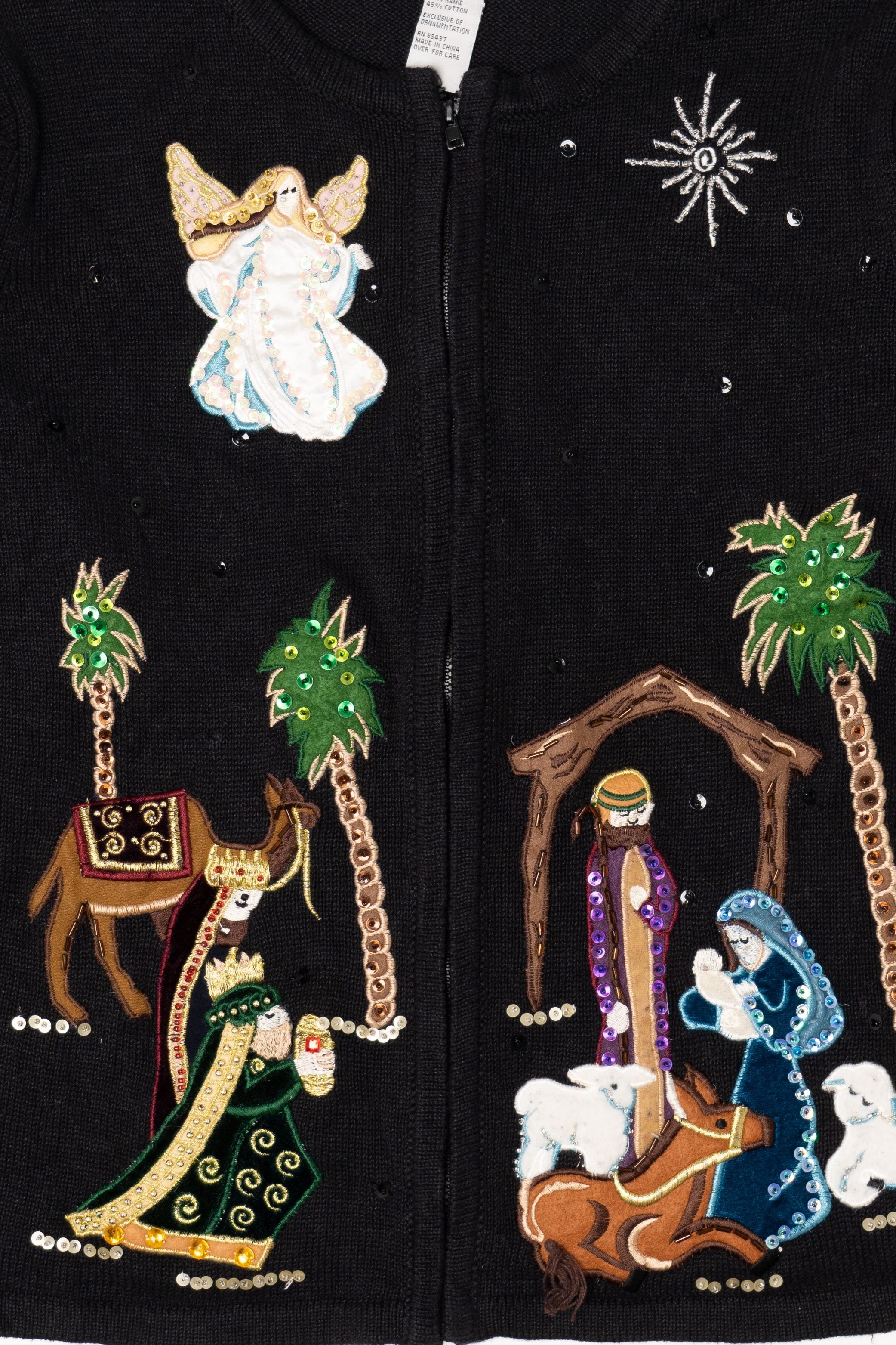 Vintage Black Nativity Scene Ugly Christmas Cardigan (2000s)