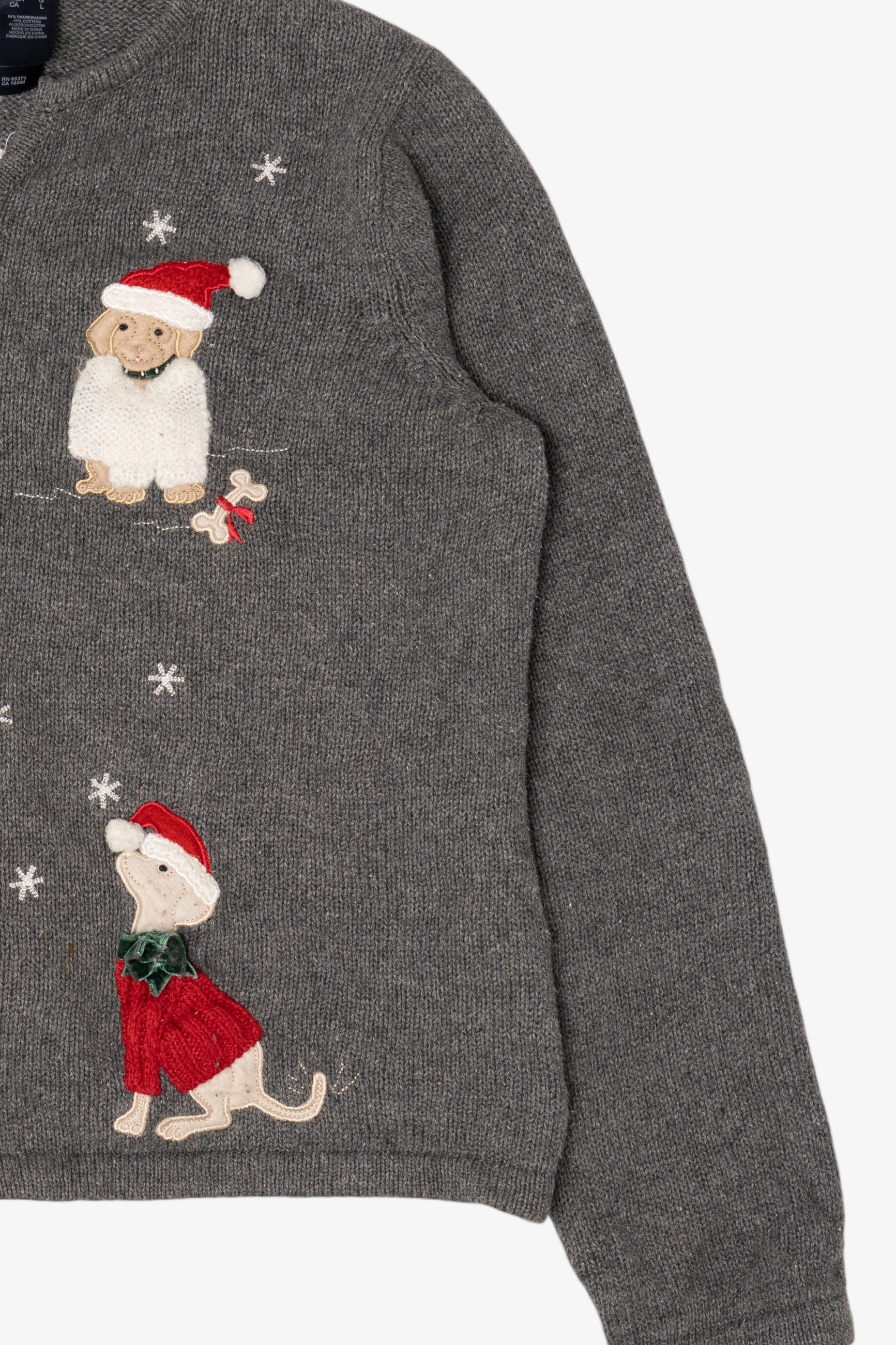 Vintage Crazy Horse Dogs Ugly Christmas Cardigan (2000s)