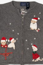 Vintage Crazy Horse Dogs Ugly Christmas Cardigan (2000s)
