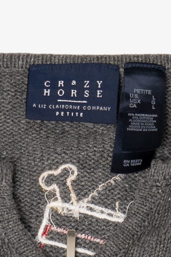 Vintage Crazy Horse Dogs Ugly Christmas Cardigan (2000s)