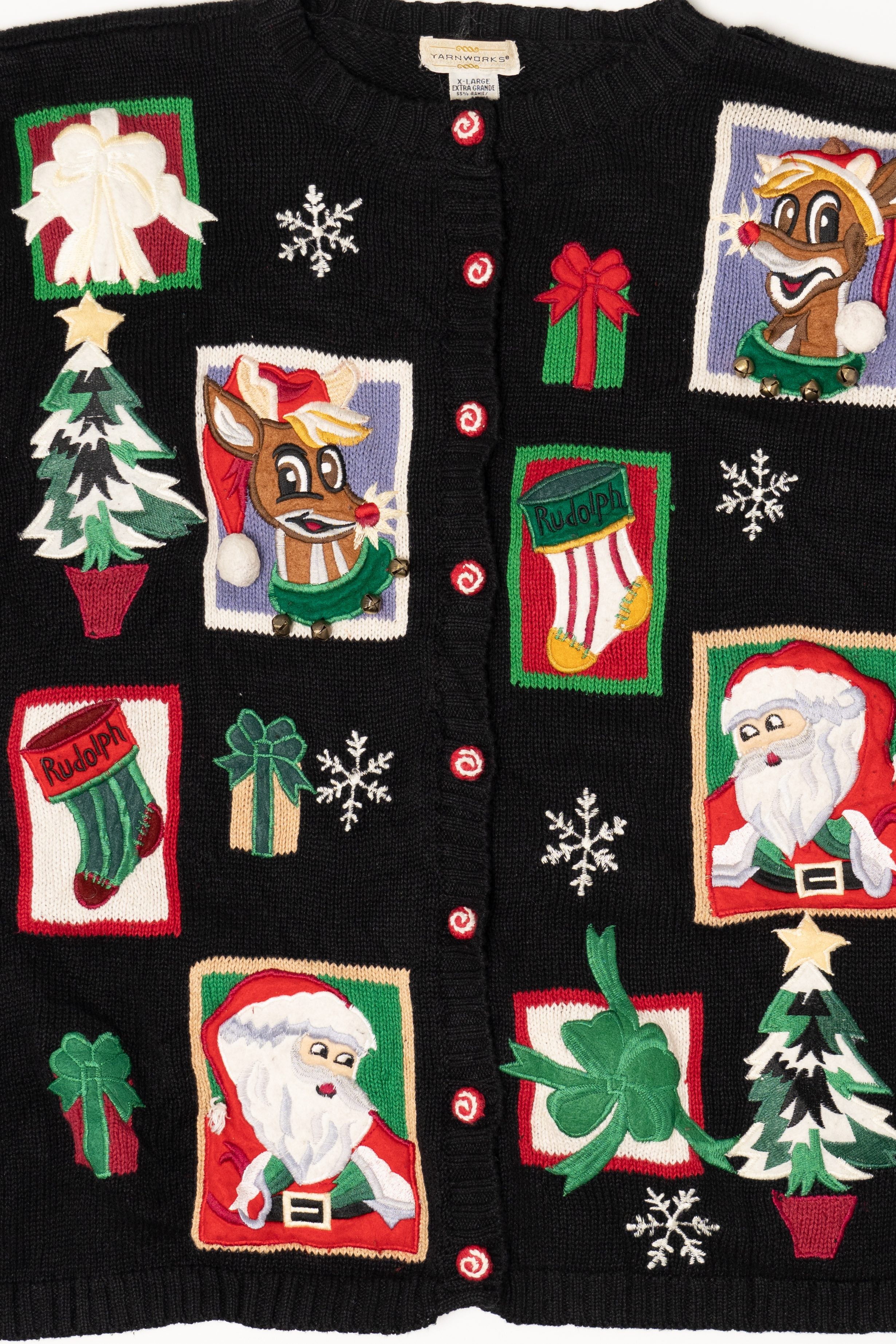 Vintage Yarn Works Rudolph Ugly Christmas Cardigan (1990s)