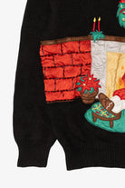 Vintage Santa And Fireplace Ugly Christmas Sweater (1990s)