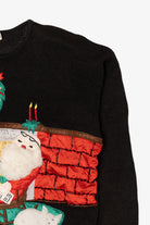 Vintage Santa And Fireplace Ugly Christmas Sweater (1990s)