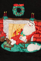 Vintage Santa And Fireplace Ugly Christmas Sweater (1990s)