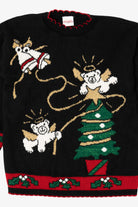 Vintage Holiday Time Angel Bears Ugly Christmas Sweater (1990s)