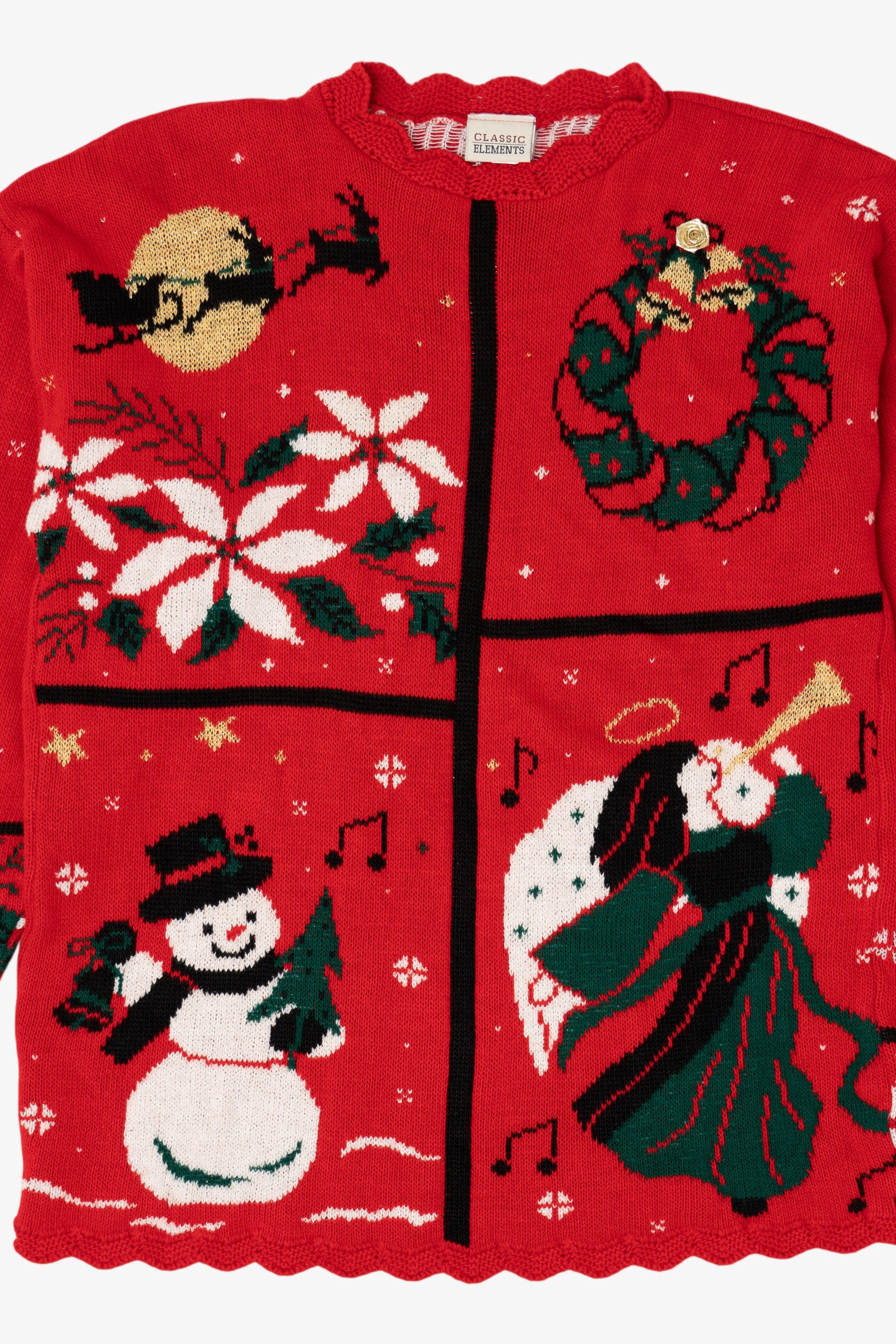 Vintage Red Classic Elements Ugly Christmas Sweater (1990s)