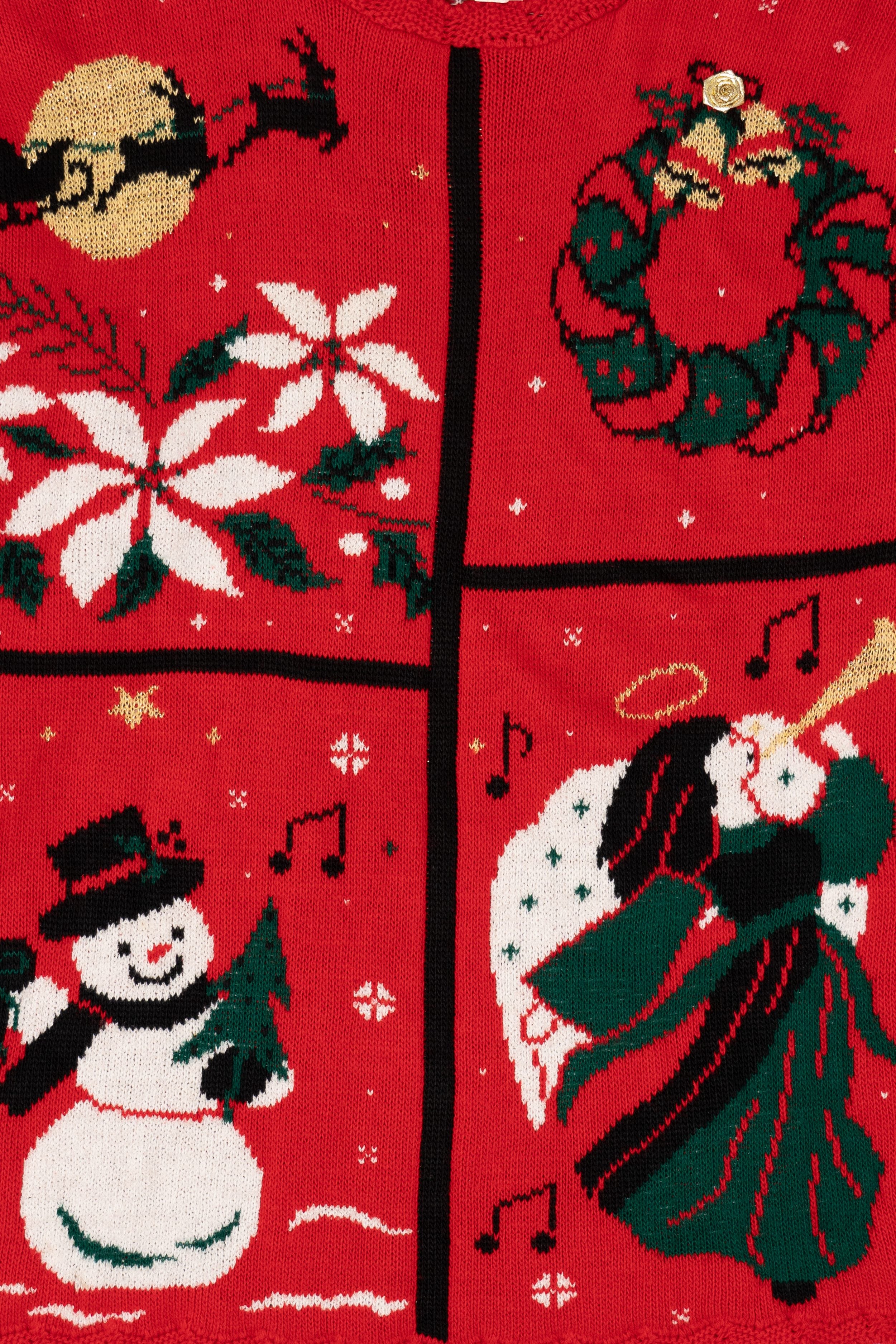 Vintage Red Classic Elements Ugly Christmas Sweater (1990s)