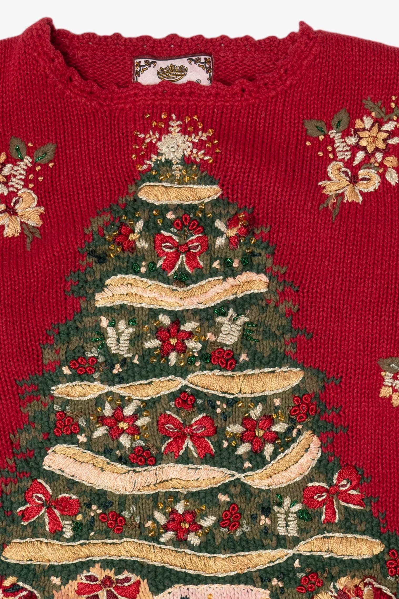 Vintage Tiara International Presents Under Tree Ugly Christmas Sweater (2000s)