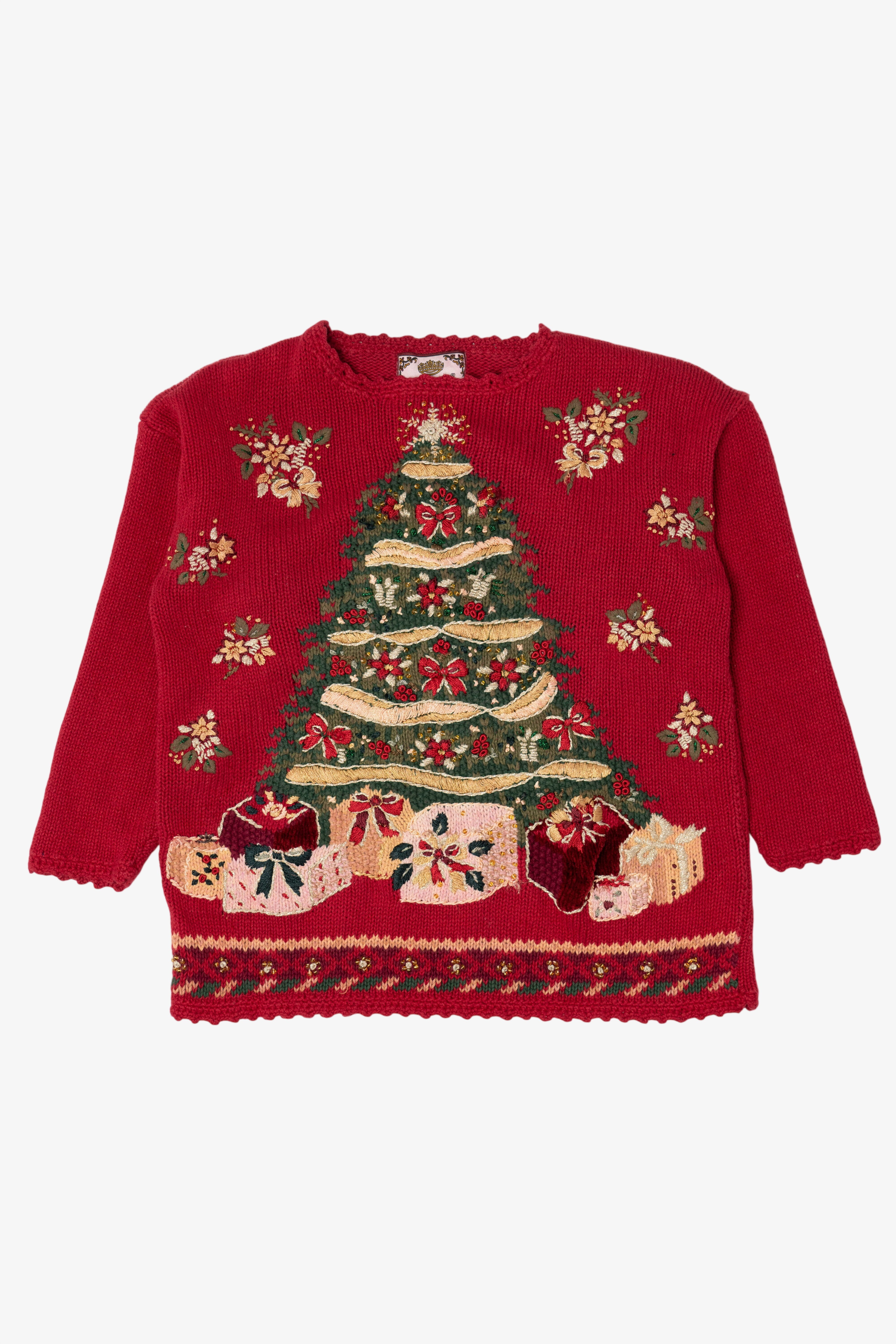 Vintage Tiara International Presents Under Tree Ugly Christmas Sweater (2000s)