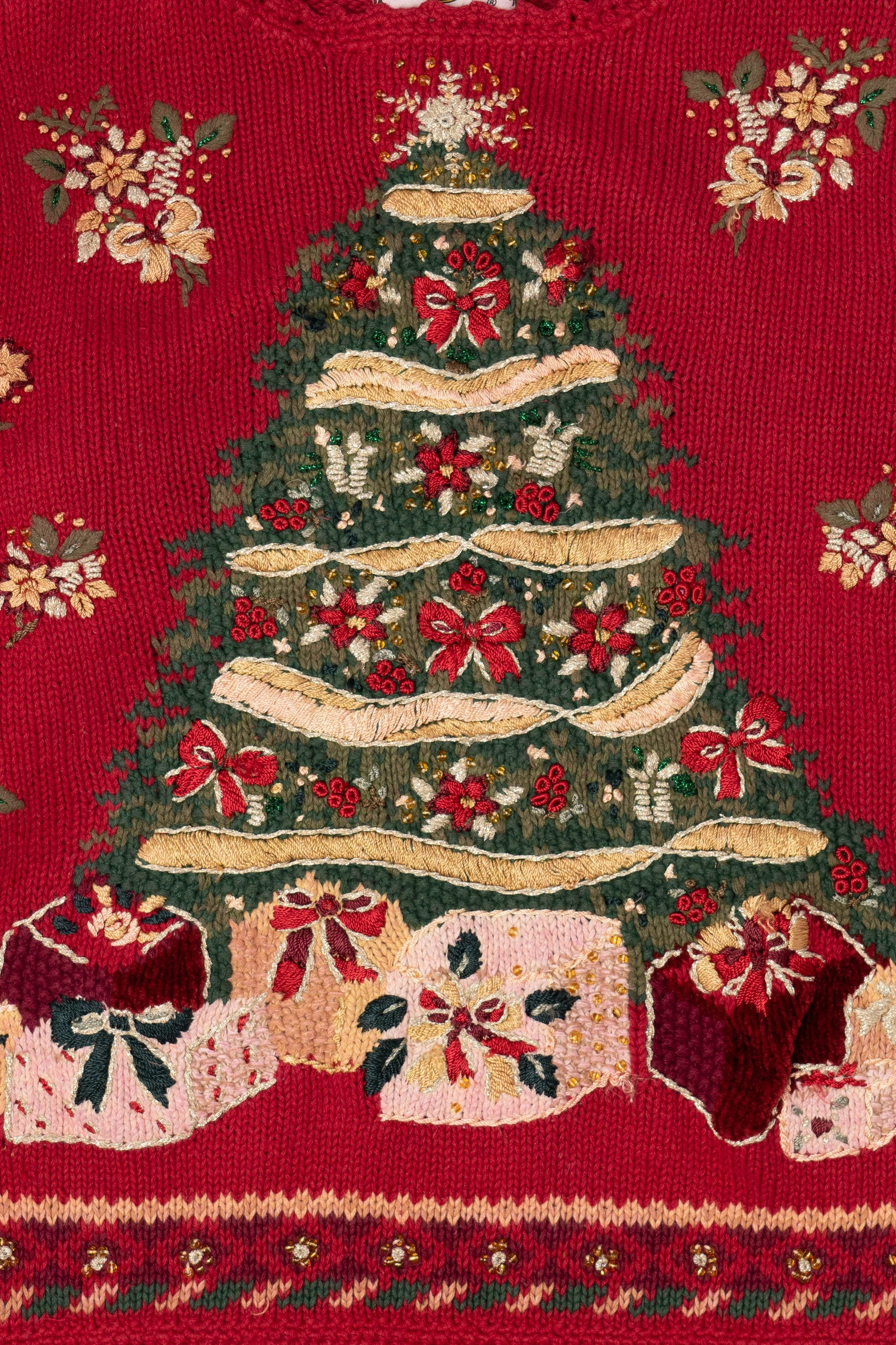 Vintage Tiara International Presents Under Tree Ugly Christmas Sweater (2000s)