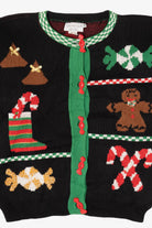 Vintage Black Sweater Loft Gingerbread Man Ugly Christmas Sweater (1990s)