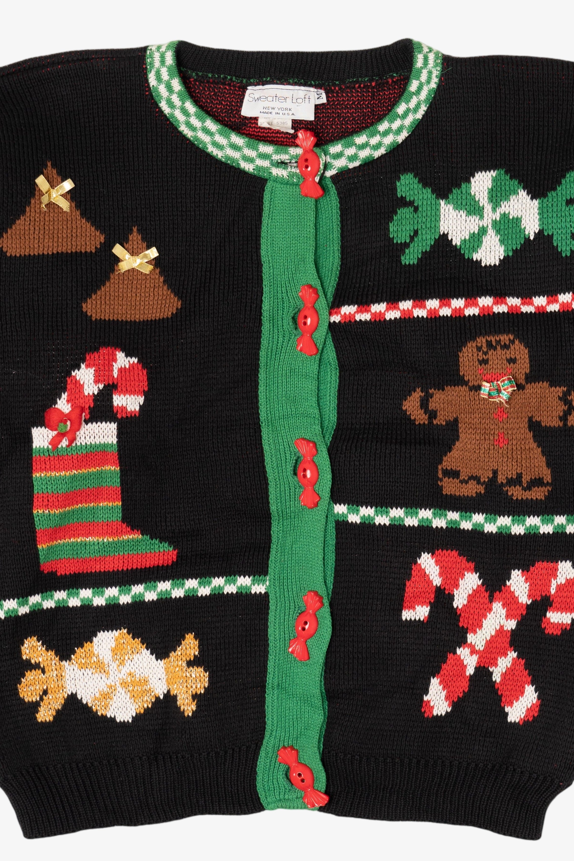 Vintage Black Sweater Loft Gingerbread Man Ugly Christmas Sweater (1990s)
