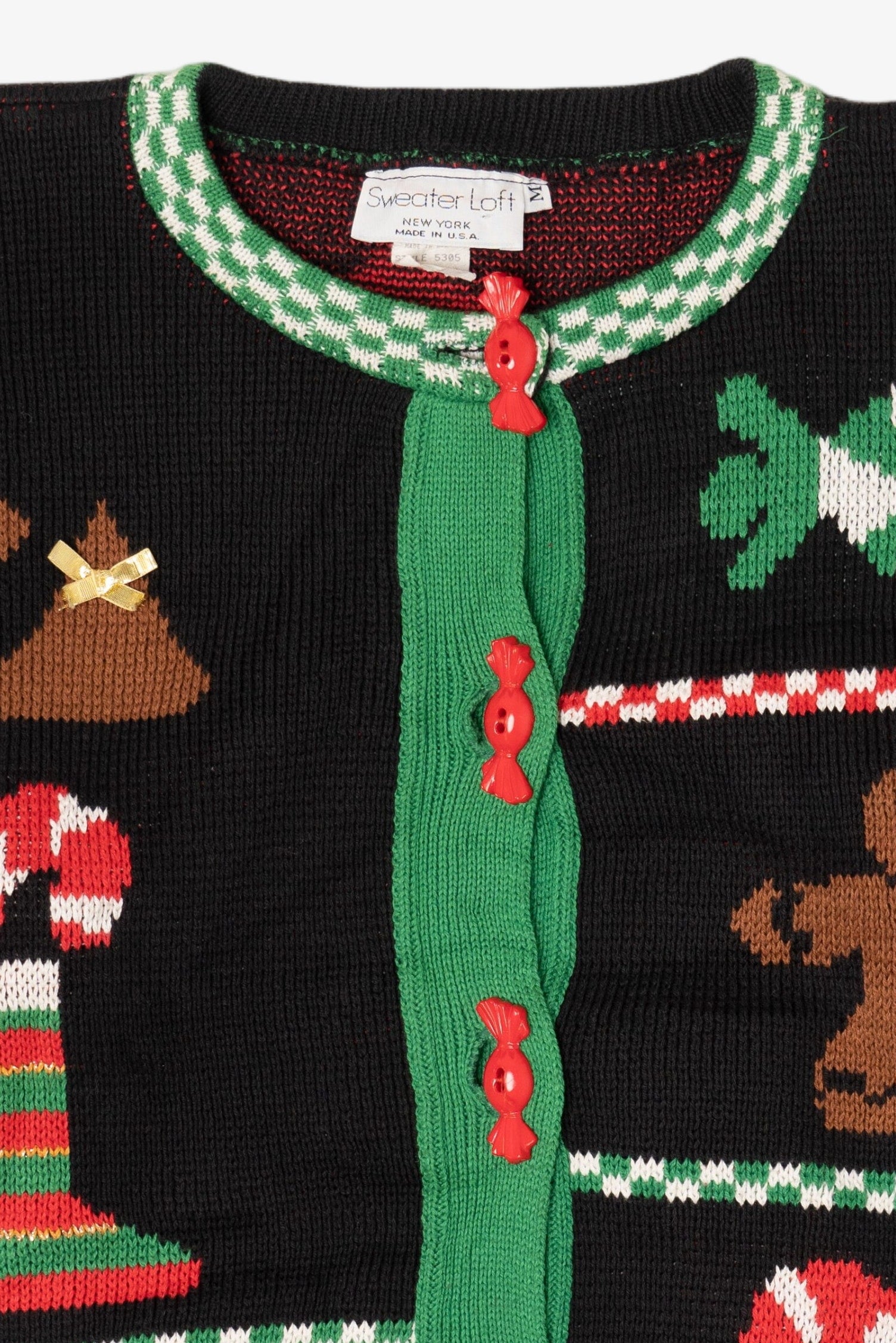 Vintage Black Sweater Loft Gingerbread Man Ugly Christmas Sweater (1990s)