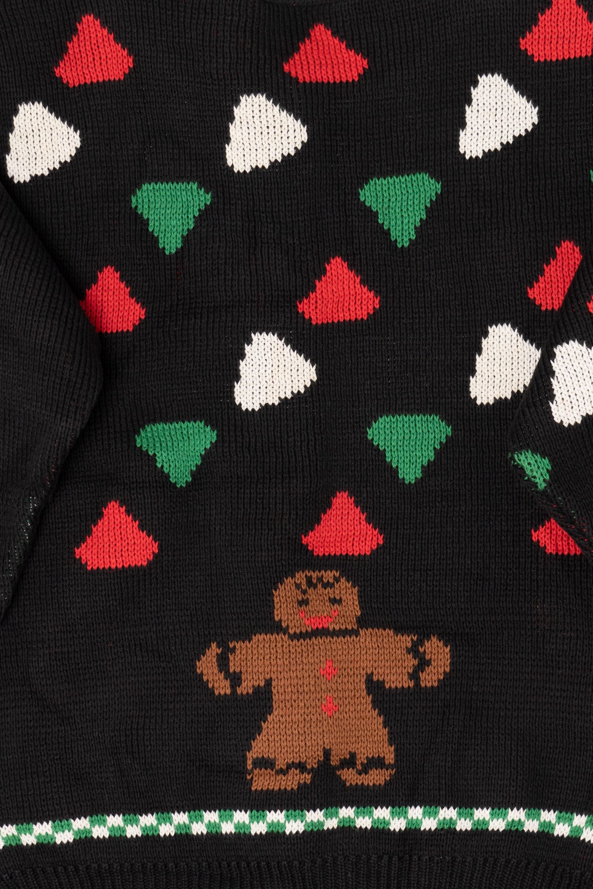 Vintage Black Sweater Loft Gingerbread Man Ugly Christmas Sweater (1990s)