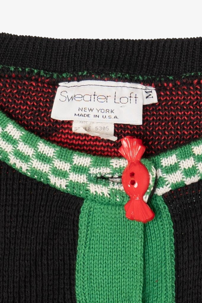 Vintage Black Sweater Loft Gingerbread Man Ugly Christmas Sweater (1990s)