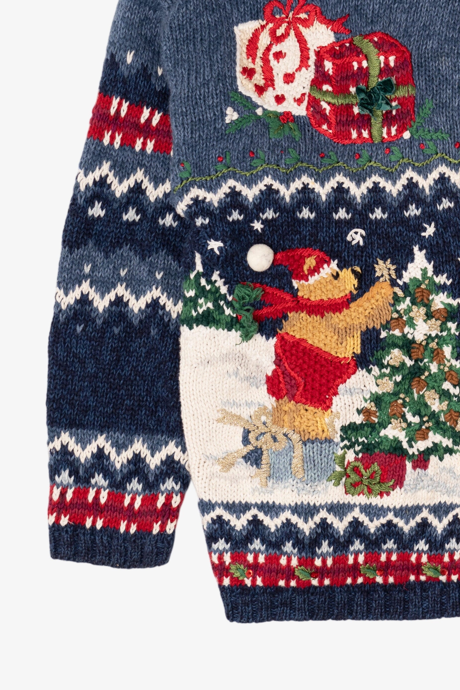 Vintage Blue Tiara International Bears Ugly Christmas Sweater (1990s)