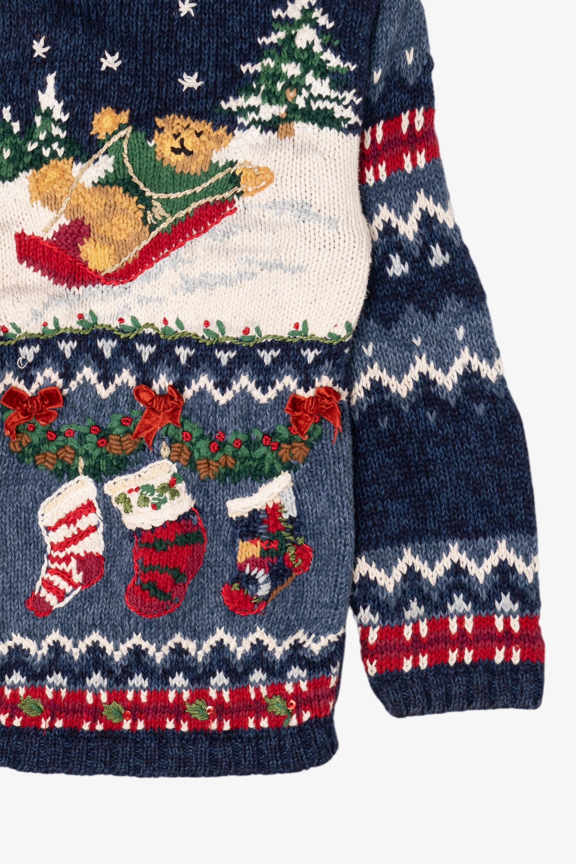 Vintage Blue Tiara International Bears Ugly Christmas Sweater (1990s)