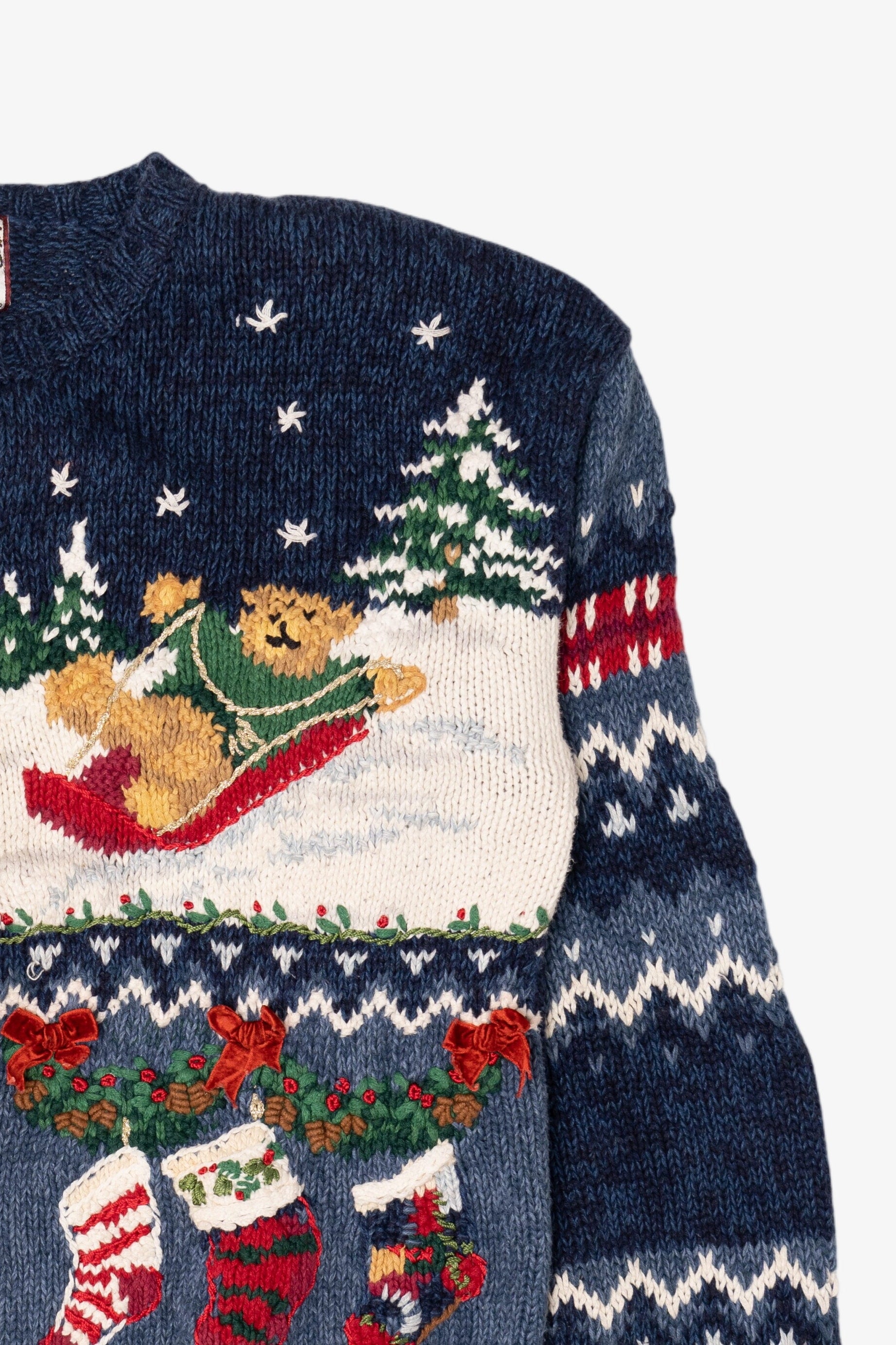 Vintage Blue Tiara International Bears Ugly Christmas Sweater (1990s)