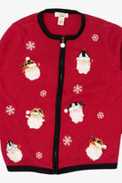 Vintage Red Bechamel Santas Ugly Christmas Cardigan (1990s)