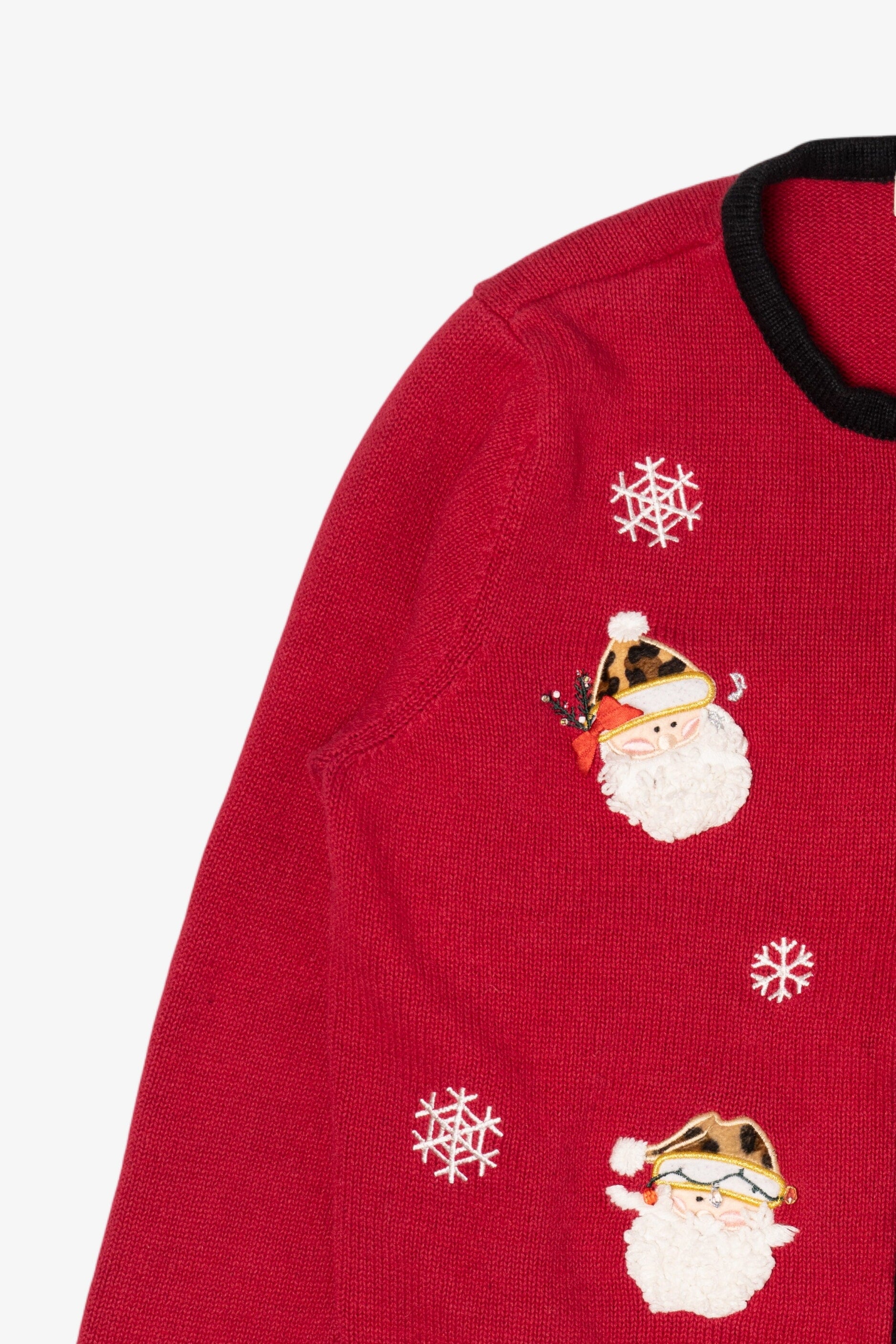 Vintage Red Bechamel Santas Ugly Christmas Cardigan (1990s)